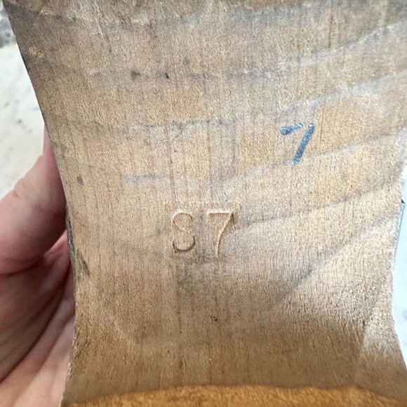 Handpainted Holie Made in Sweden Wooden Clogs with‎ Navy Leather Floral Size 7 - Picture 5 of 8